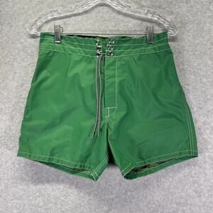 Birdwell Beach Britches Board Shorts Mens 30 Green Swim Trunks Surf Retro